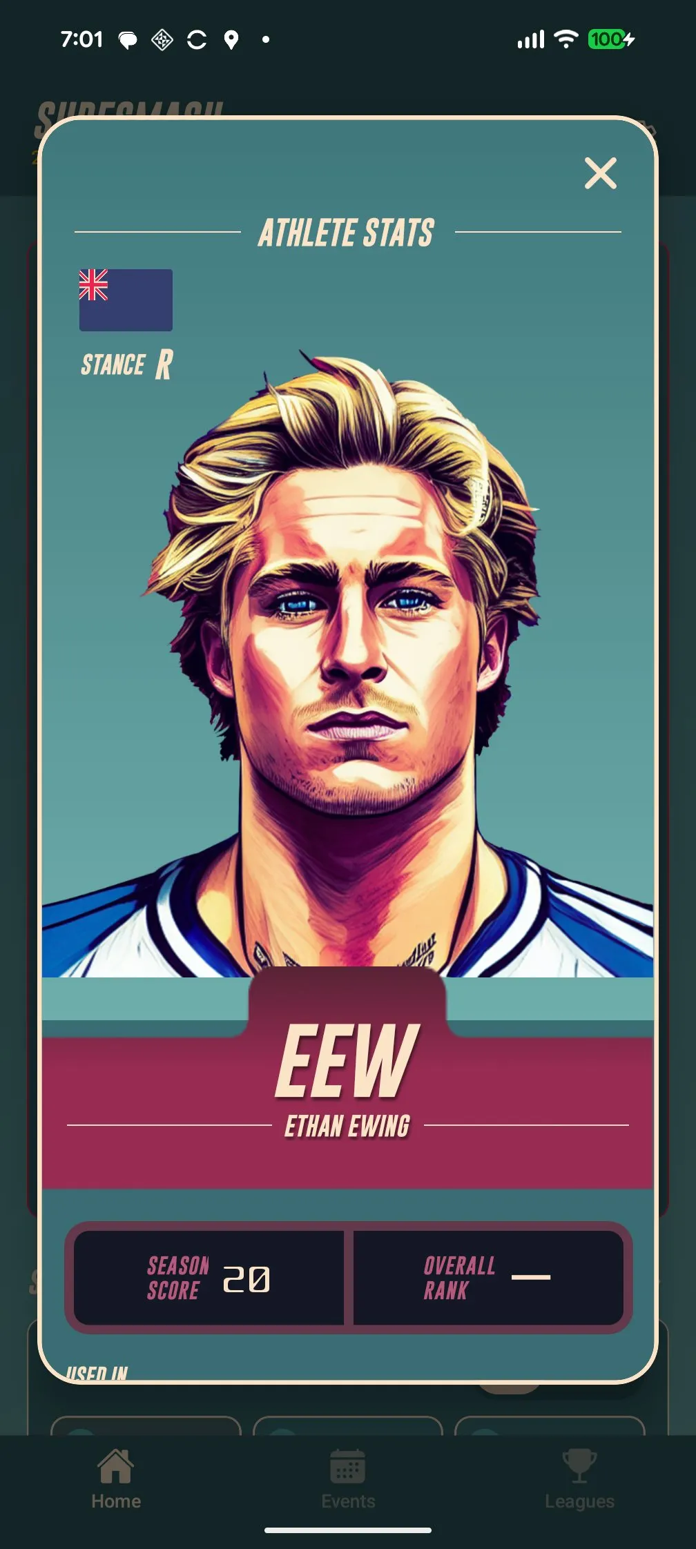Custom card art for every surfer on tour.