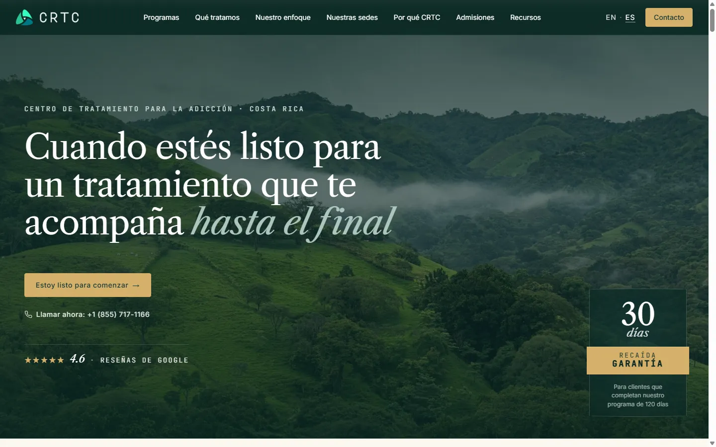 The full site in Spanish, not a partial translation.