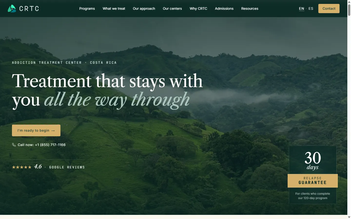 Costa Rica Treatment Center screenshot