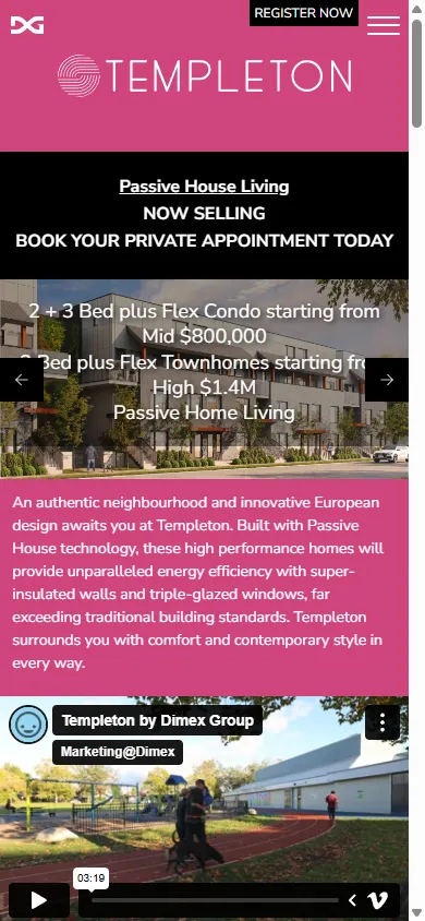 The old homepage on a phone, with sales copy crowded over the image.